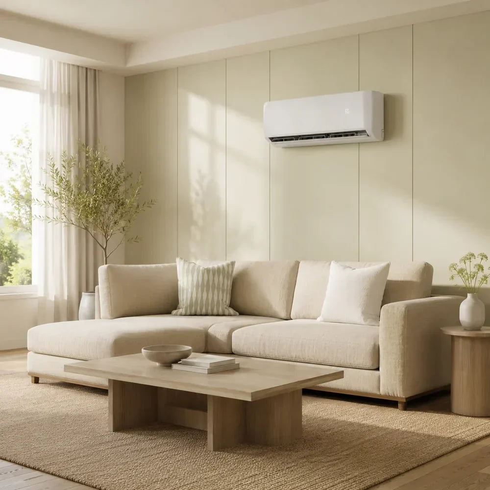 Zone Air DIY ductless mini split indoor unit installed in a modern living room
