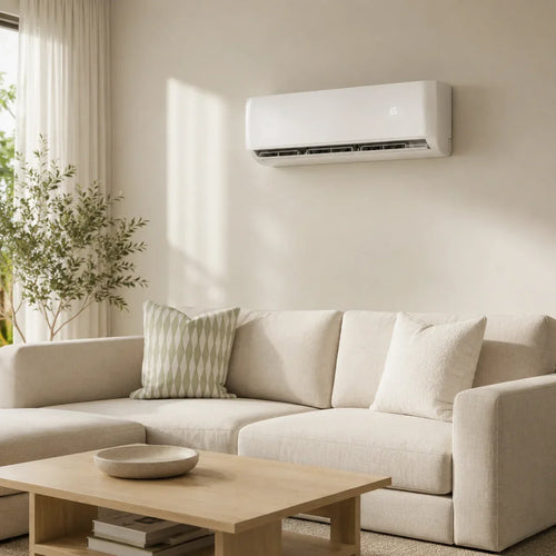 DIY ductless mini split heating and cooling a living room
