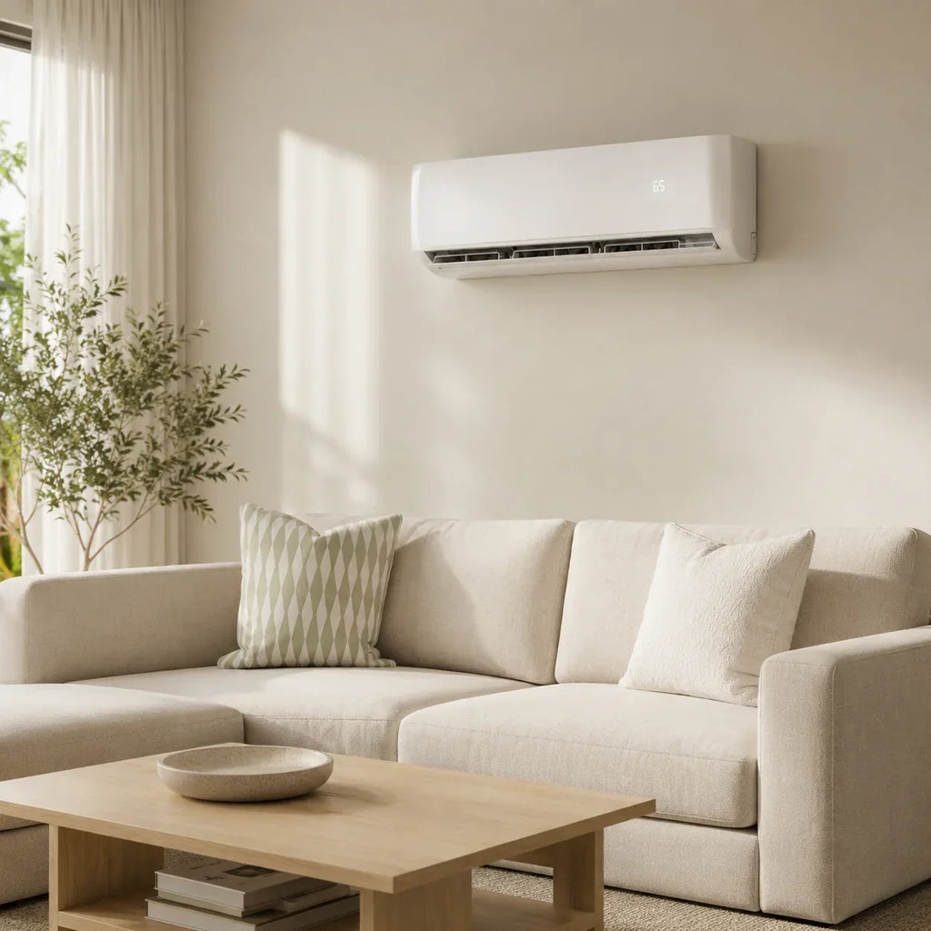 DIY ductless mini split heating and cooling a living room