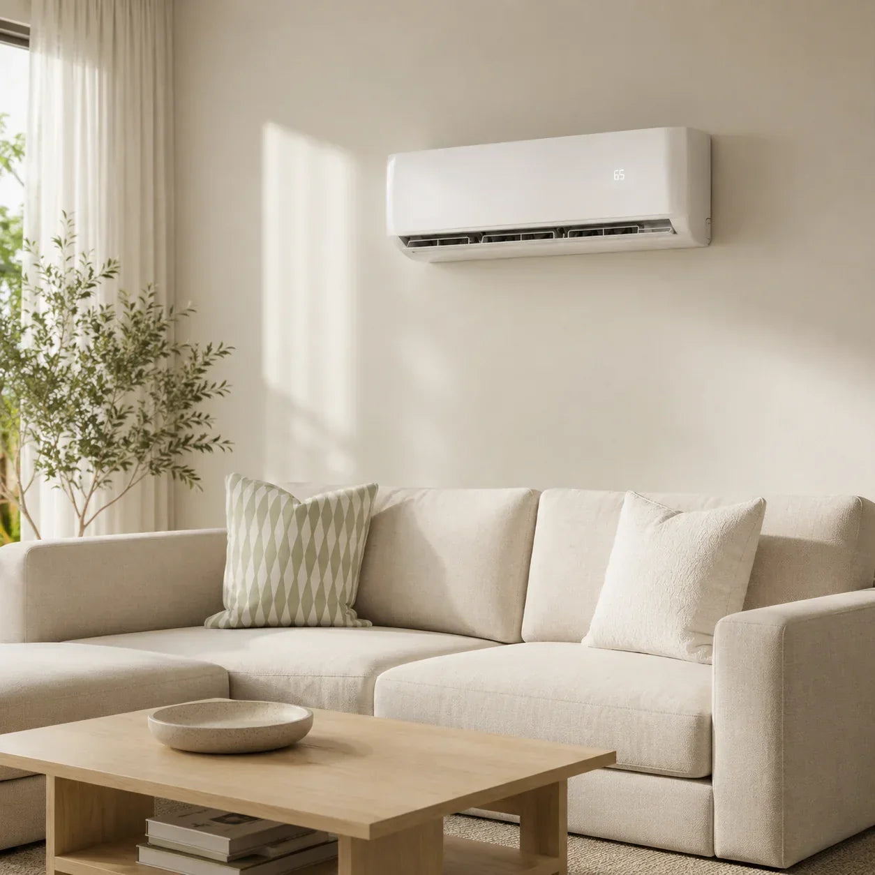 DIY ductless mini split heating and cooling a living room