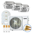 Zone Air 3 Zone 28,500 BTU (9.5K+9.5K+9.5K) DIY Ceiling Cassette Mini Split Heat Pump System, 24 SEER2, 230V, Recessed Ceiling Mount, 3x Pre-Charged Quick Connect Linesets (No Vacuum Pump), Up to 1,425 Sq Ft