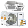 Zone Air Dual Zone 21,500 BTU (12K+9.5K) DIY Ceiling Cassette Mini Split Heat Pump System, 21 SEER2, 230V, Recessed Ceiling Mount, 2x Pre-Charged Quick Connect Linesets (No Vacuum Pump), Up to 1,075 Sq Ft