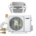 Zone Air® Airframe 9,500 BTU 21 SEER2 230V Ceiling Cassette Mini-Split Heat Pump AC with Pre-Charged Lineset - Up to 475 Sq Ft