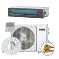 Zone Air 9,500 BTU DIY Concealed Ducted Mini Split Heat Pump, 19.6 SEER2, 230V, Hidden In-Ceiling Install, Pre-Charged Quick Connect Lineset (No Vacuum Pump), Heats to -13°F, Up to 475 Sq Ft