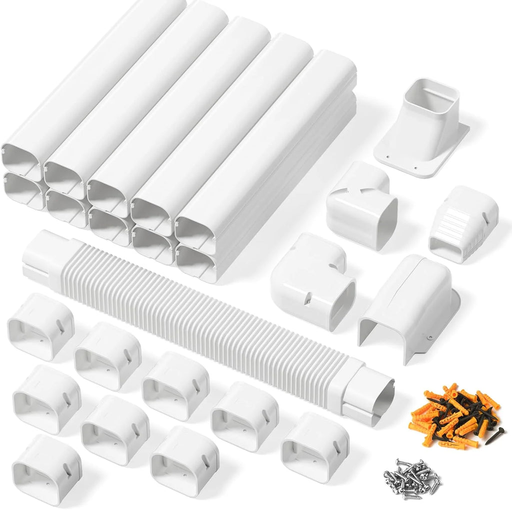Zone Air® 16 Ft. Decorative PVC Lineset Cover Kit for Mini-Split Systems - Light Beige
