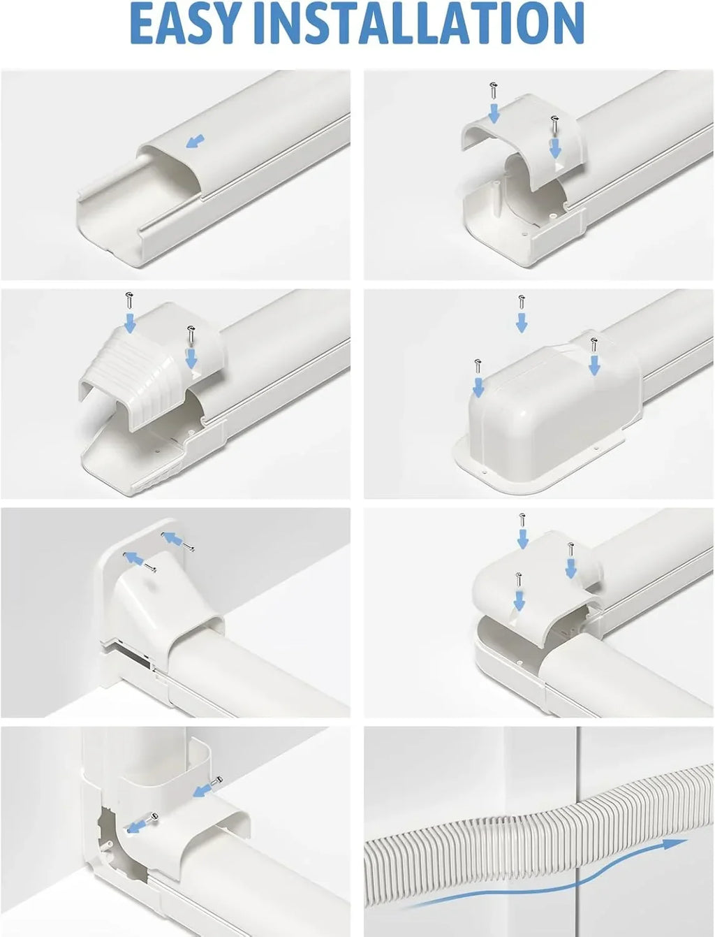 Zone Air 16 Ft. Decorative PVC Lineset Cover Kit for Mini-Split System - lineset cover detail