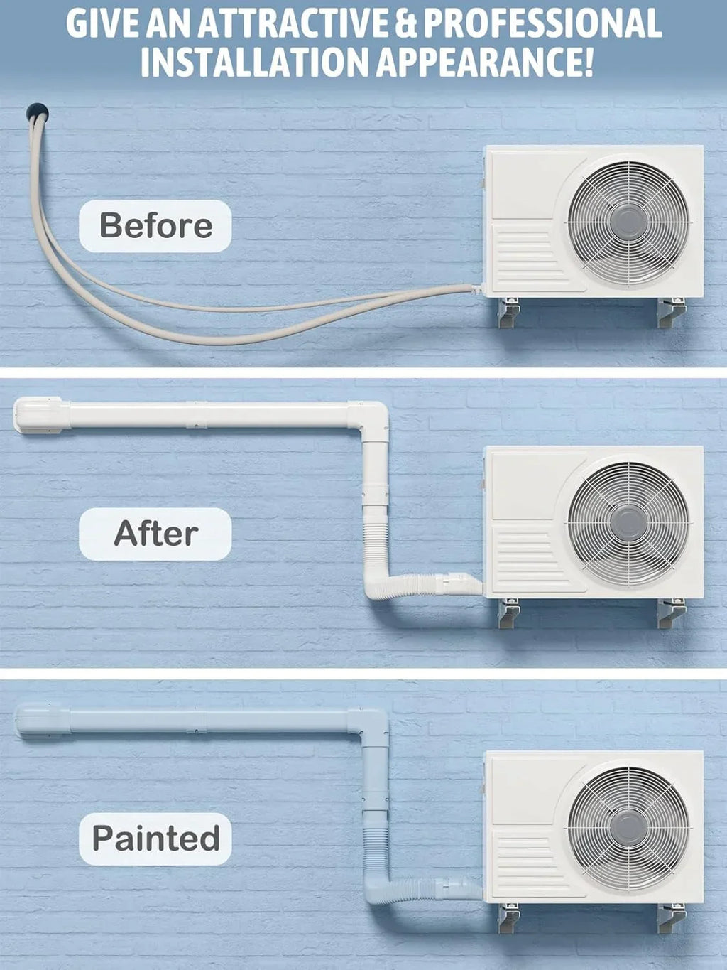 Zone Air 16 Ft. Decorative PVC Lineset Cover Kit for Mini-Split System - lineset cover close-up