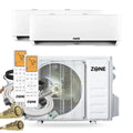 Zone Air® DIY DUAL ZONE 21,000 BTU (12K+9K) 24 SEER2 230V Wall Mount Ductless Mini-Split Heat Pump System with 2x Pre-Charged Linesets - Up to 1,050 Sq Ft
