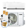 Zone Air Dual Zone 18,000 BTU (9K+9K) DIY Mini Split AC & Heat Pump, 24 SEER2, 230V, WiFi, Wall Mount, 2x Pre-Charged Quick Connect Linesets (No Vacuum Pump), Up to 900 Sq Ft