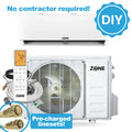 Zone Air DIY 12,000 BTU 230V wall mount mini-split with pre-charged lineset, easy do-it-yourself install, no vacuum required
